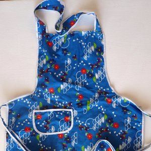 Child's vintage bib apron crafts blue Sm women blue